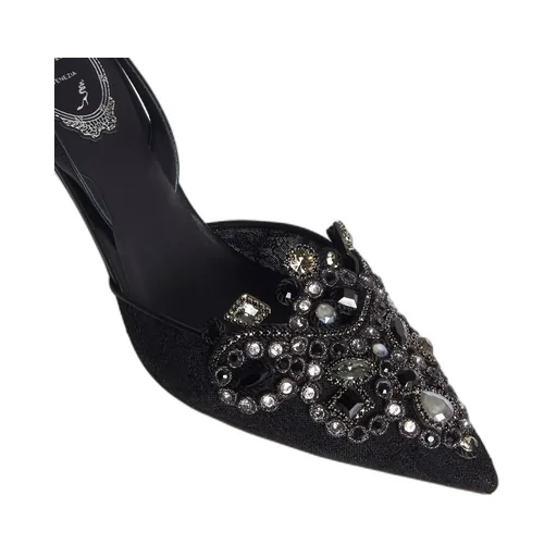 High-Heeled Shoes With Diamond Tips