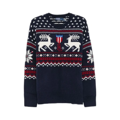 Reindeer-Patterned Wool Sweater