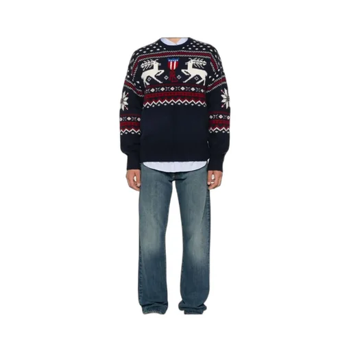 Reindeer-Patterned Wool Sweater