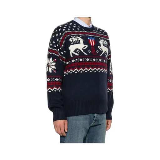 Reindeer-Patterned Wool Sweater