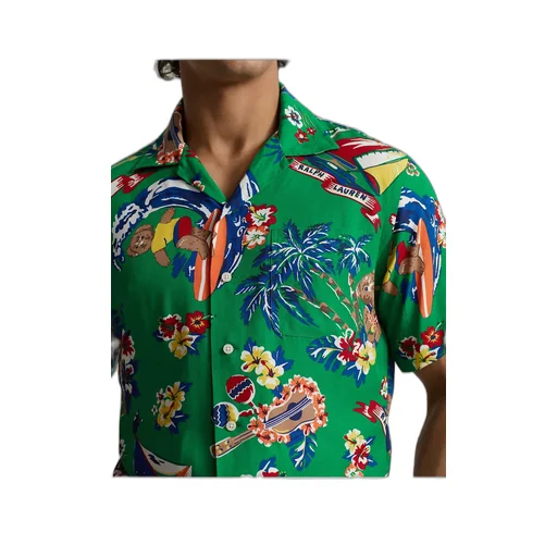 Bear Surfer Printed Buttoned Shirt