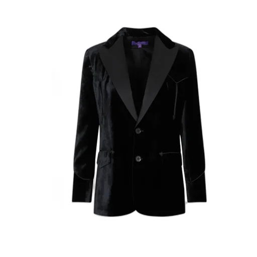 Satin-Trim Single-Breasted Tailored Velvet Blazer