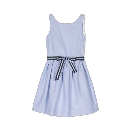 Sleeveless Belted Chambray Dress