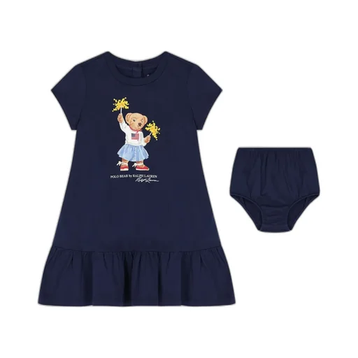 Polo Bear Dress And Diaper Cover Set