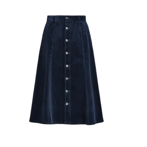 Corduroy A-Line Midi Skirt