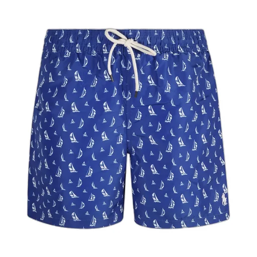 Traveler Boat-Print Swim Shorts