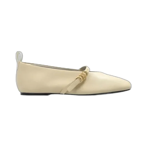 Square-Toe Leather Ballerina Shoes