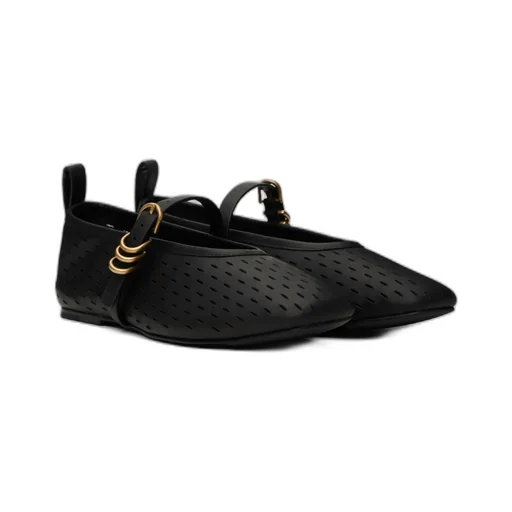 Spire Perforated Leather Mary Jane Ballerina Flats