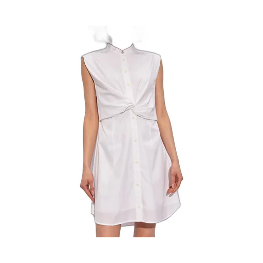 Sleeveless Knotted Waist Shirt Dress