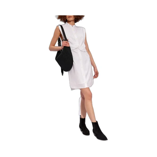 Sleeveless Knotted Waist Shirt Dress