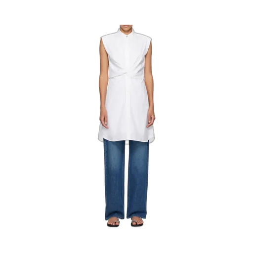 Sleeveless Knotted Waist Shirt Dress