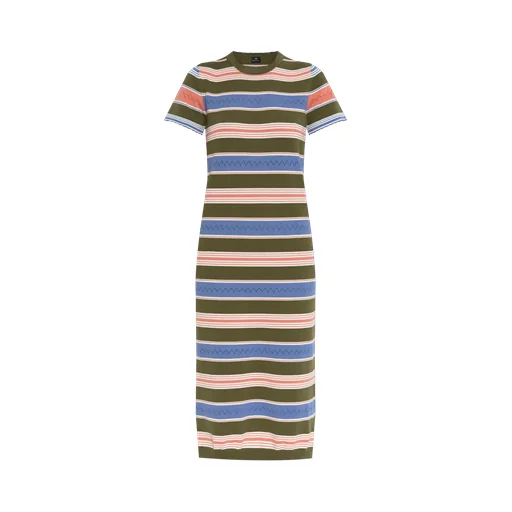 Striped Short-Sleeved Dress