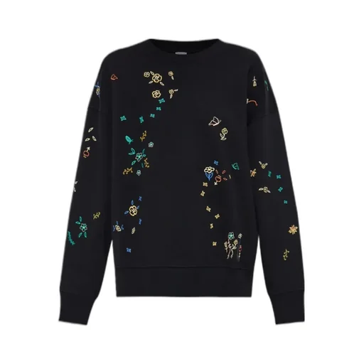 Pattern-Embroidered Crewneck Sweatshirt