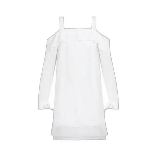 Off Shoulder Lotus Leaf Trimmed Dress