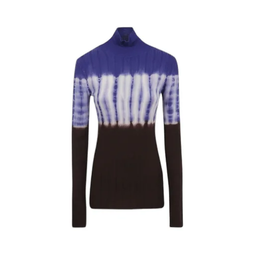 High-Neck Tie-Dyed Wool Sweater