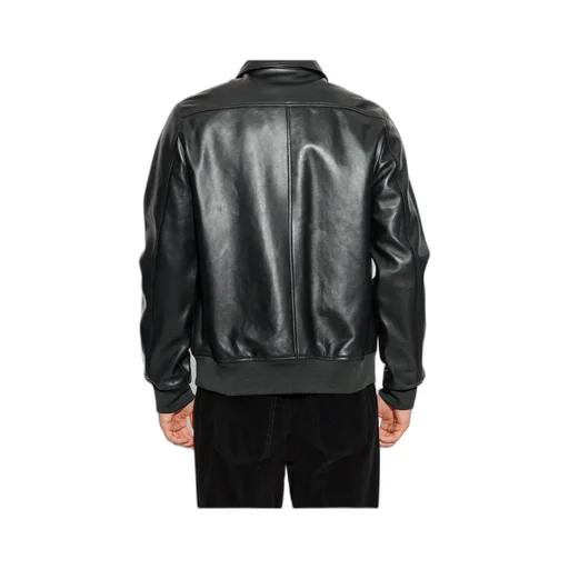 Flap-Pocket Zip-Front Leather Jacket