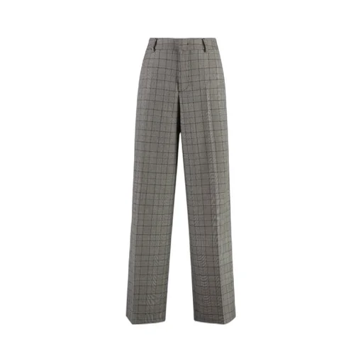 Wide Leg Check Trousers