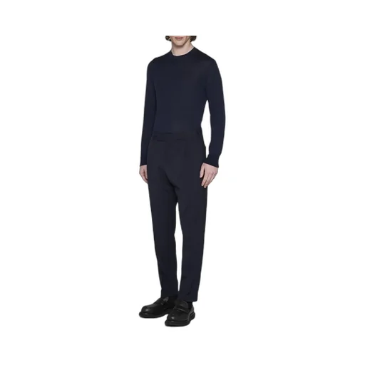 Virgin Wool-Blend Cropped Trousers