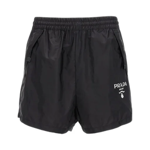 Logo Printed Elastic Waist Shorts
