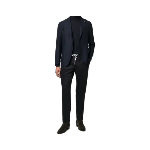 Elasticated-Waist Tapered Trousers