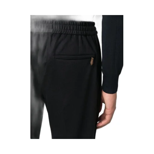 Elasticated-Waist Tapered Trousers