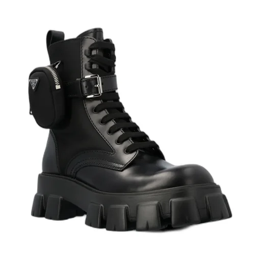 Round Head Lace-Up Short Boots With High Side