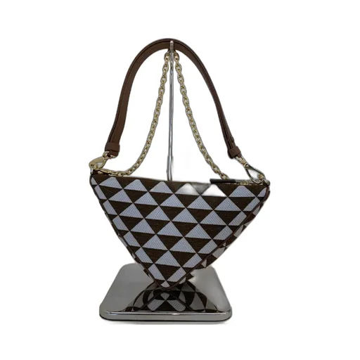 Logo-Triangle Embroidered Zipped Mini Shoulder Bag