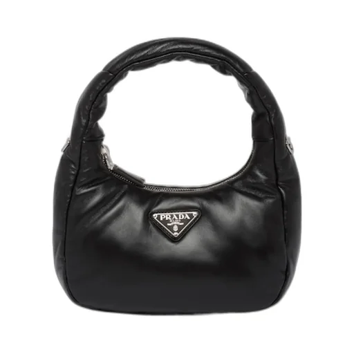 Enamel Triangle-Logo Leather Shoulder Bag