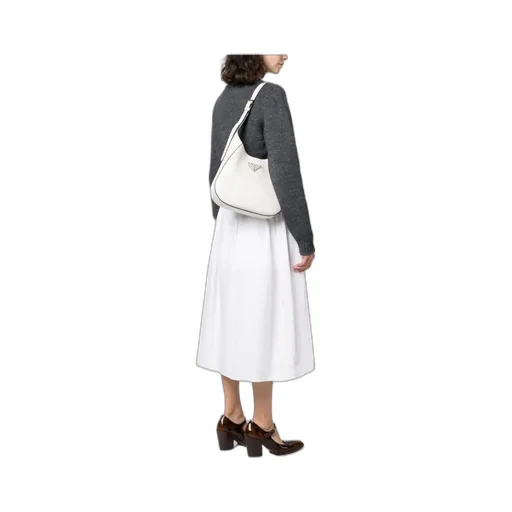 Triangle-Logo Leather Shoulder Bag