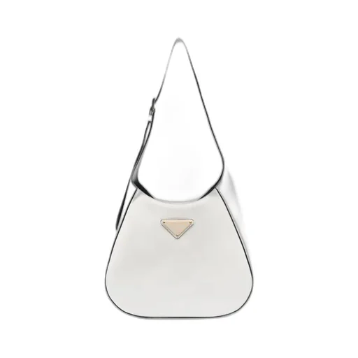 Triangle-Logo Leather Shoulder Bag
