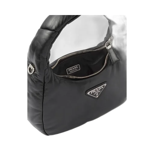 Enamel Triangle-Logo Leather Shoulder Bag