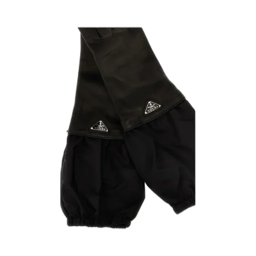 Enamel-Logo Panelled Gloves