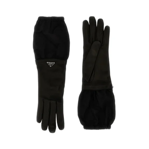 Enamel-Logo Panelled Gloves