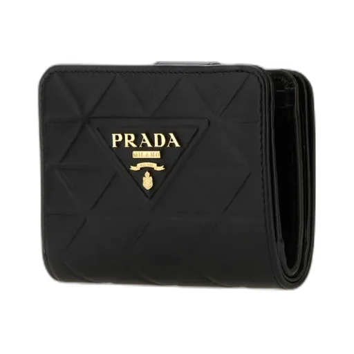 Triangle-Logo Quilted Leather Wallet