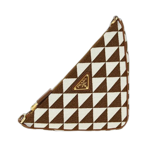 Logo-Triangle Embroidered Zipped Mini Shoulder Bag