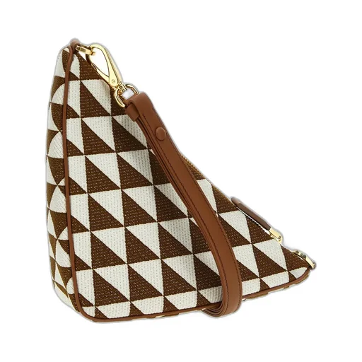 Logo-Triangle Embroidered Zipped Mini Shoulder Bag