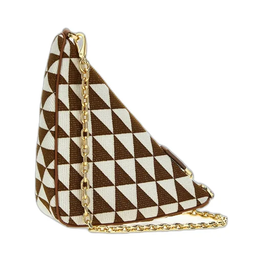 Logo-Triangle Embroidered Zipped Mini Shoulder Bag