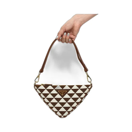 Logo-Triangle Embroidered Zipped Mini Shoulder Bag