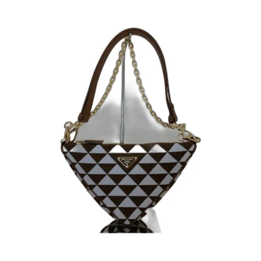 Logo-Triangle Embroidered Zipped Mini Shoulder Bag