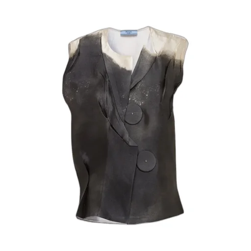 Tie-Dyed V-Neck Sleeveless Blouse