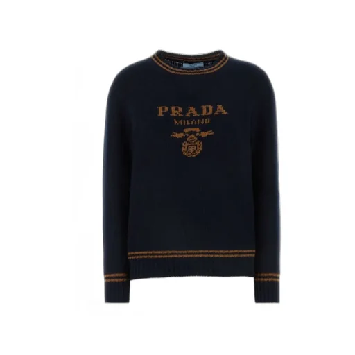 Logo-Intarsia Striped-Trim Crewneck Jumper