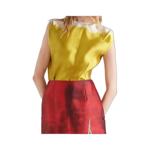 Round-Neck Satin Sleeveless Blouse