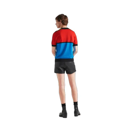 Colour-Block Crewneck Knitted T-Shirt