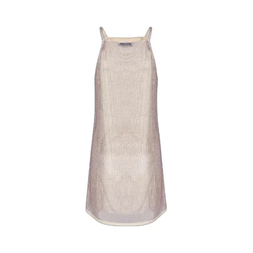Triangle Logo Embellished Mesh Dress