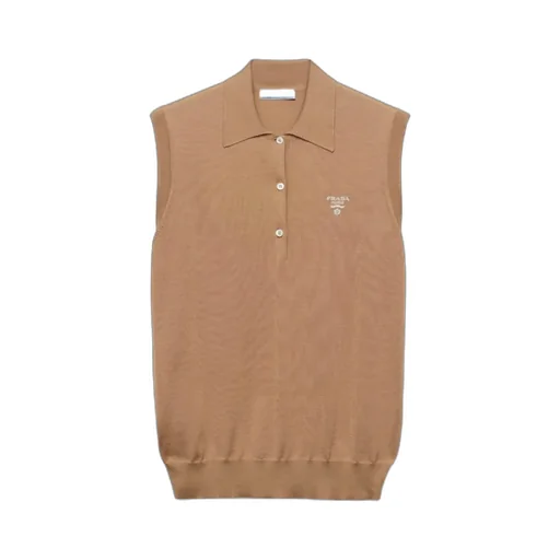 Sleeveless Knitted Polo Shirt