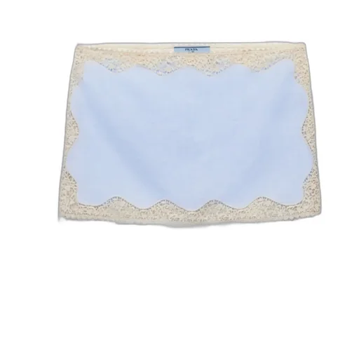 Embroidered, Lace-Trimmed Linen Miniskirt