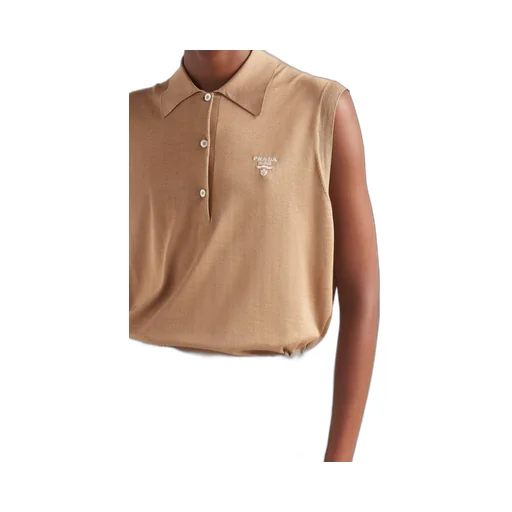 Sleeveless Knitted Polo Shirt