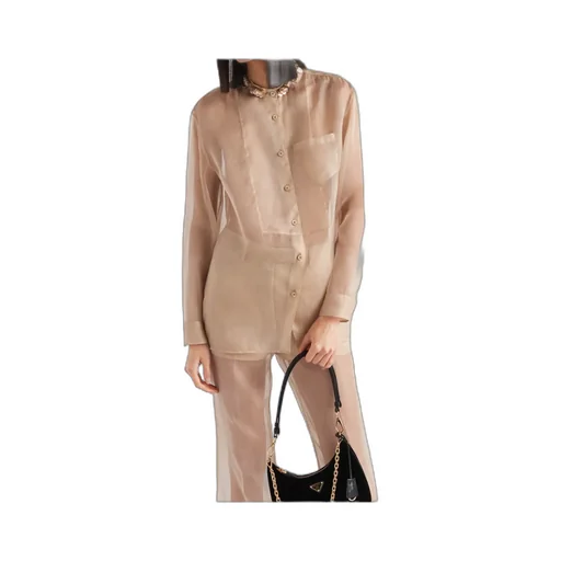 Sequinned Button-Up Organza Shirt