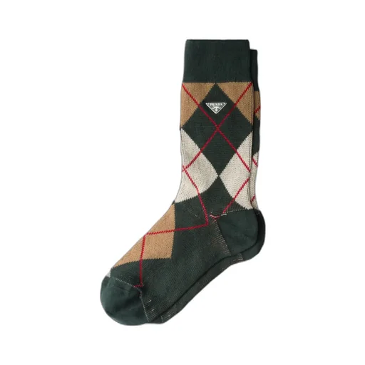 Triangle-Logo Checked Socks