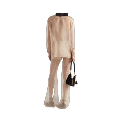 Sequinned Button-Up Organza Shirt